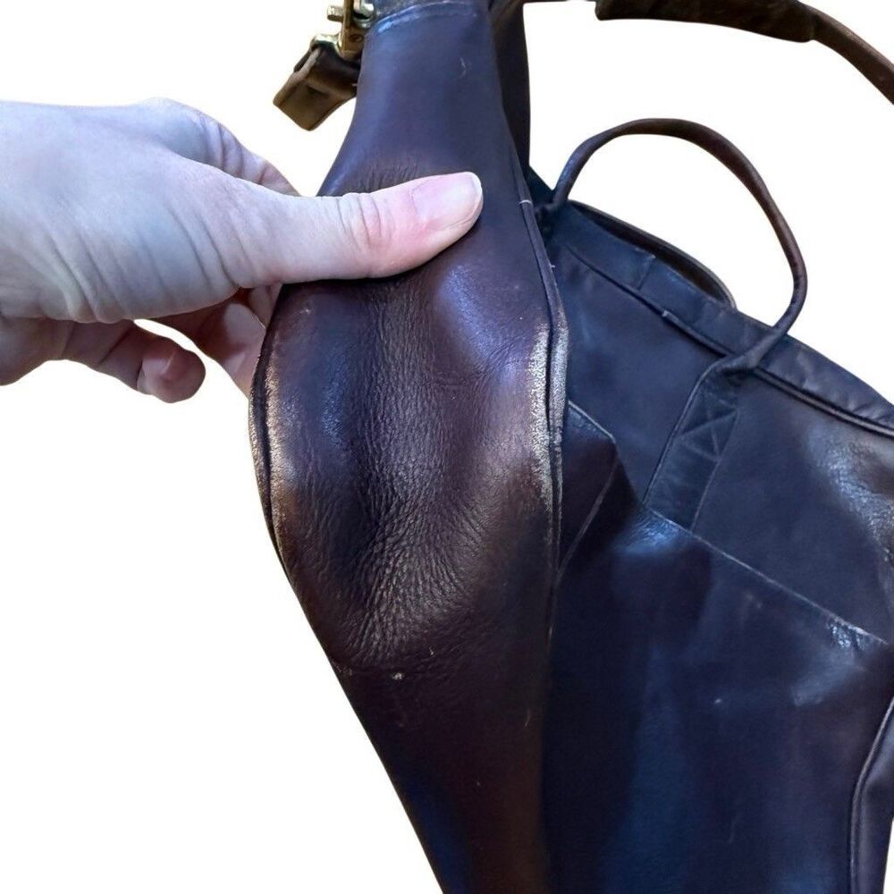 Frye Messenger Bag Leather Zip Work Briefcase in Brown Leather Distressed - Picture 6 of 15